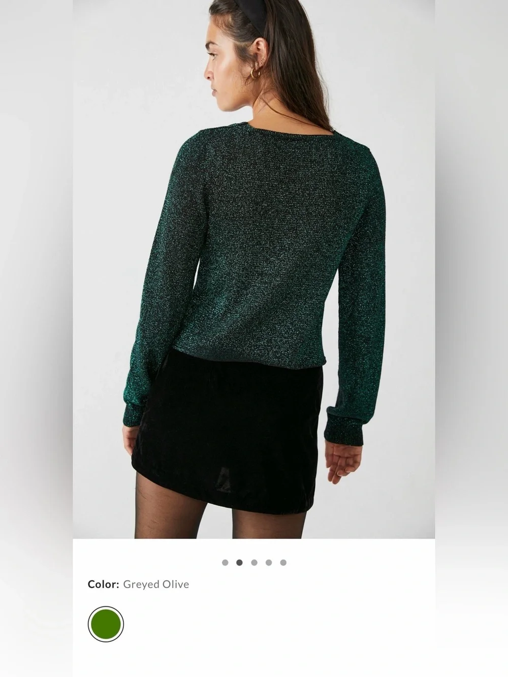 Large free people emmaline metallic cardigan sweater sparkly green